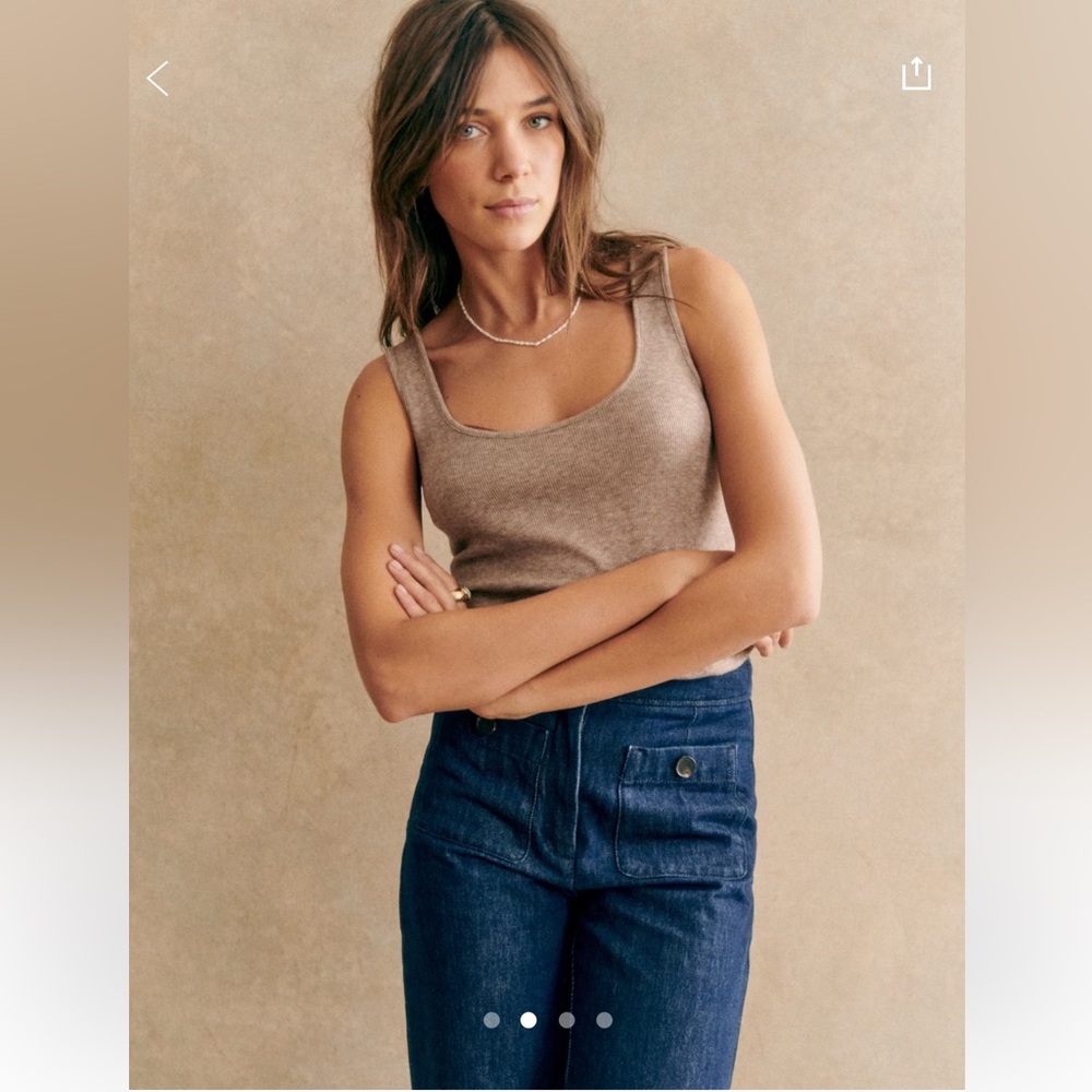 Sezane Cropped Tank Top in Taupe